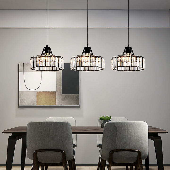 StrahlÉbène: Lampada a sospensione in cristallo moderna nera – decorativa ed energeticamente efficiente per soggiorni e sale da pranzo
