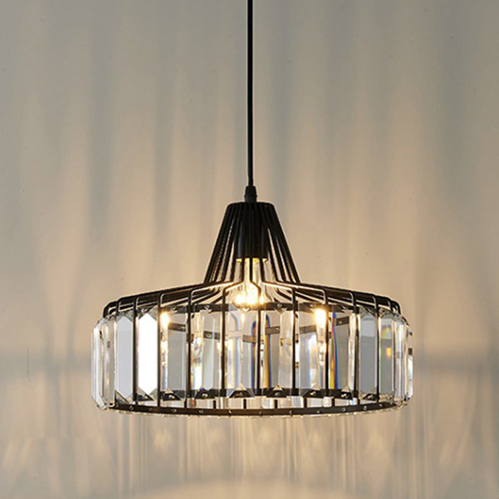 StrahlÉbène: Lampada a sospensione in cristallo moderna nera – decorativa ed energeticamente efficiente per soggiorni e sale da pranzo