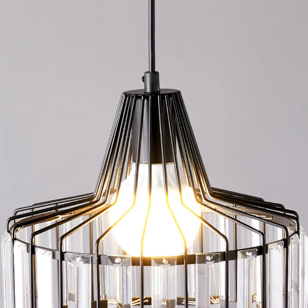 StrahlÉbène: Lampada a sospensione in cristallo moderna nera – decorativa ed energeticamente efficiente per soggiorni e sale da pranzo