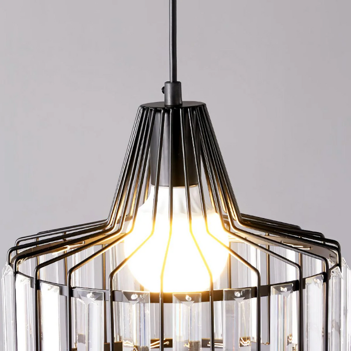 StrahlÉbène: Lampada a sospensione in cristallo moderna nera – decorativa ed energeticamente efficiente per soggiorni e sale da pranzo