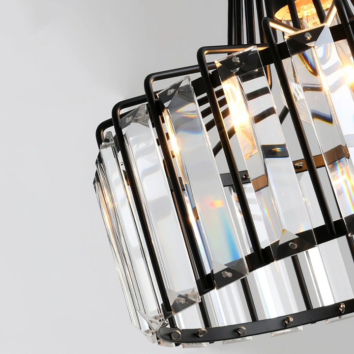 StrahlÉbène: Lampada a sospensione in cristallo moderna nera – decorativa ed energeticamente efficiente per soggiorni e sale da pranzo