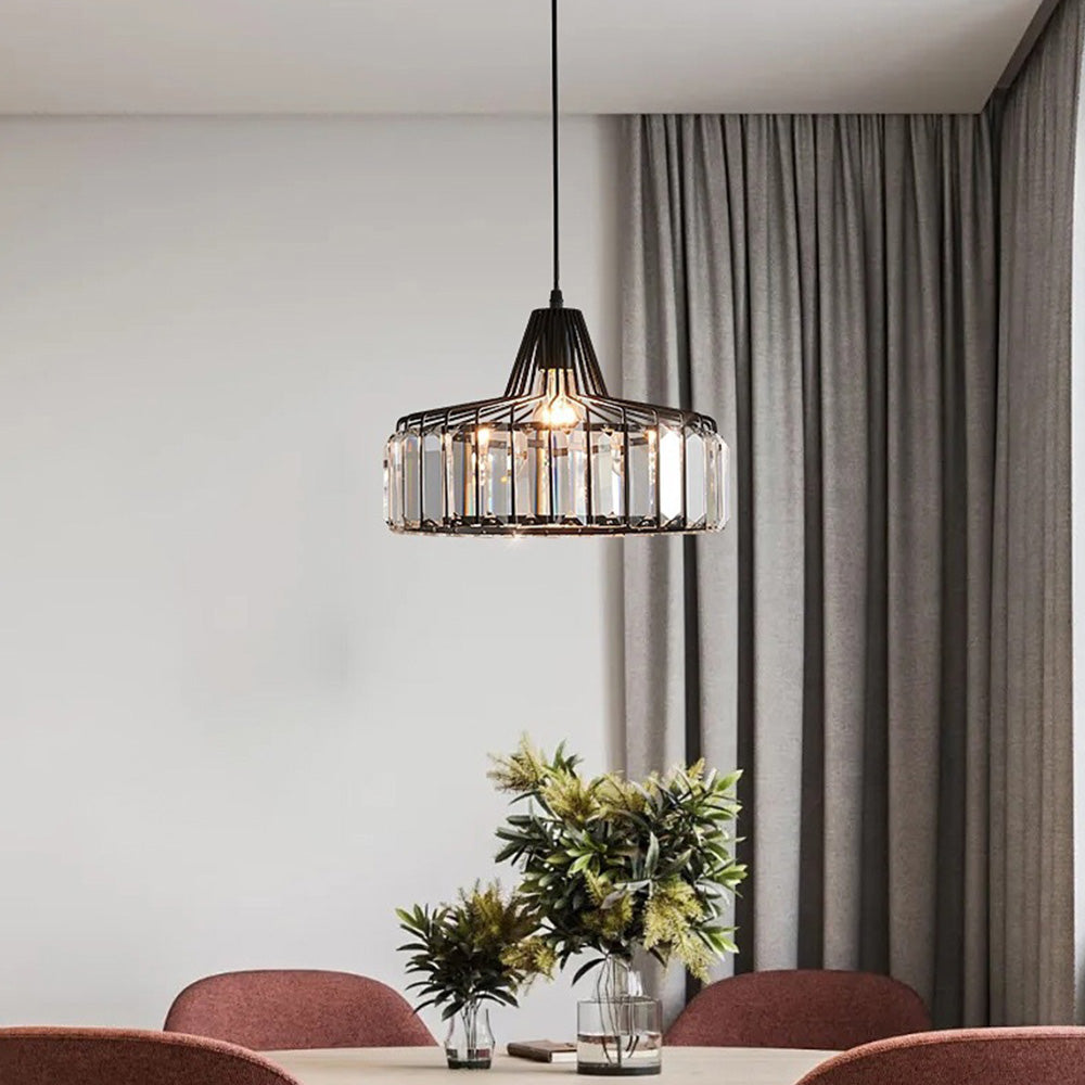 StrahlÉbène: Lampada a sospensione in cristallo moderna nera – decorativa ed energeticamente efficiente per soggiorni e sale da pranzo