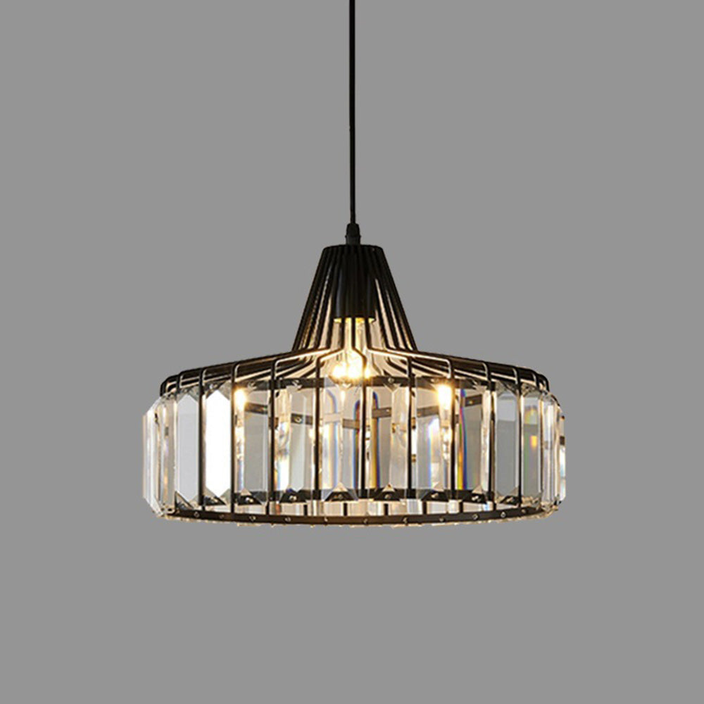 StrahlÉbène: Lampada a sospensione in cristallo moderna nera – decorativa ed energeticamente efficiente per soggiorni e sale da pranzo