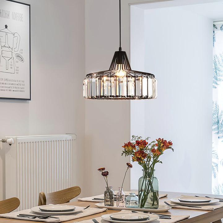 StrahlÉbène: Lampada a sospensione in cristallo moderna nera – decorativa ed energeticamente efficiente per soggiorni e sale da pranzo