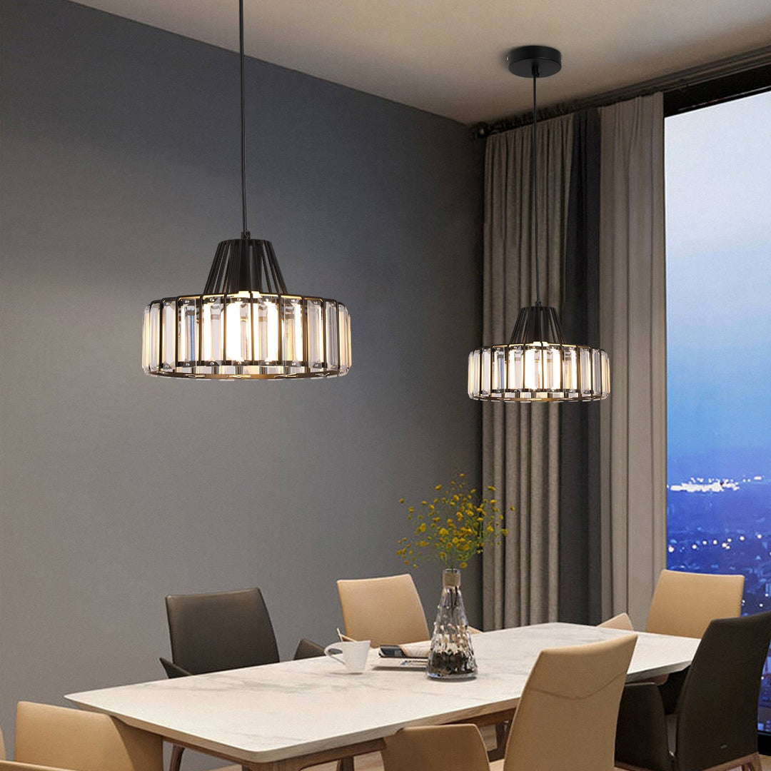 StrahlÉbène: Lampada a sospensione in cristallo moderna nera – decorativa ed energeticamente efficiente per soggiorni e sale da pranzo