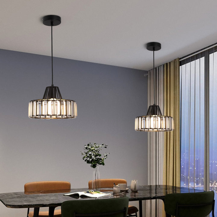 StrahlÉbène: Lampada a sospensione in cristallo moderna nera – decorativa ed energeticamente efficiente per soggiorni e sale da pranzo