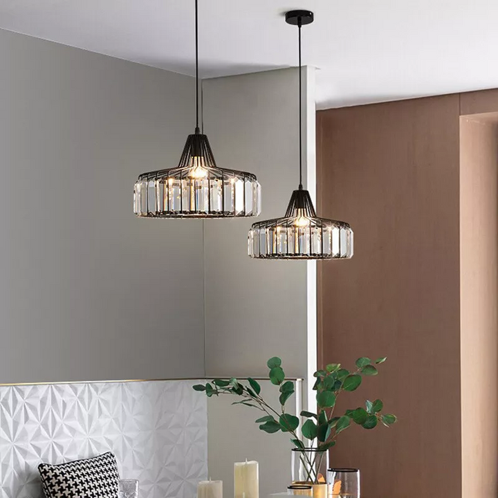 StrahlÉbène: Lampada a sospensione in cristallo moderna nera – decorativa ed energeticamente efficiente per soggiorni e sale da pranzo