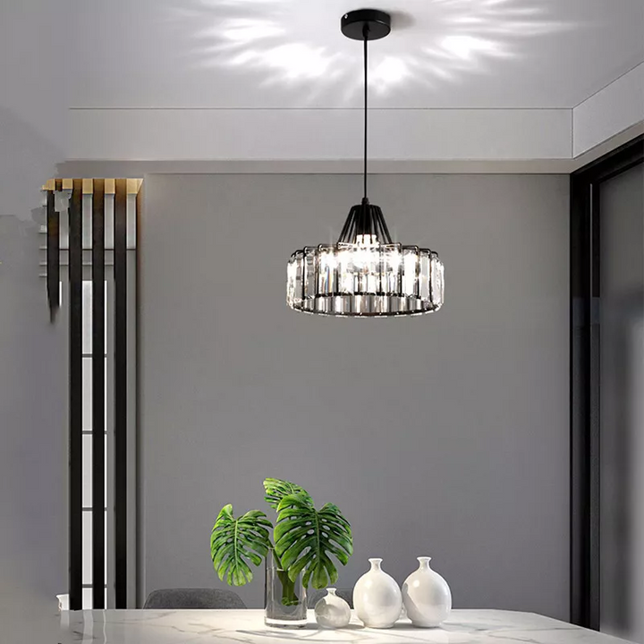 StrahlÉbène: Lampada a sospensione in cristallo moderna nera – decorativa ed energeticamente efficiente per soggiorni e sale da pranzo