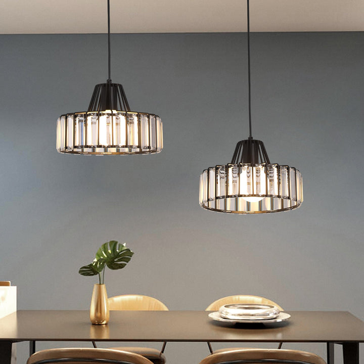 StrahlÉbène: Lampada a sospensione in cristallo moderna nera – decorativa ed energeticamente efficiente per soggiorni e sale da pranzo