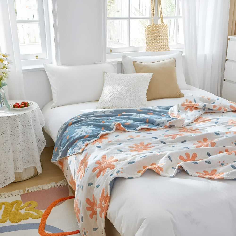 StrahlGlück: Coperte in cotone con motivo astratto e funzione reversibile &amp; leggerezza per tutto l&