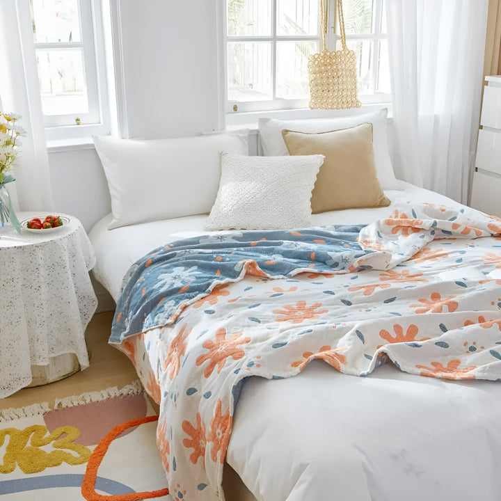 StrahlGlück: Coperte in cotone con motivo astratto e funzione reversibile &amp; leggerezza per tutto l&