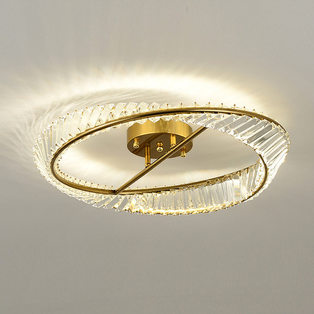 StrahlOpal: Lampada da soffitto LED in cristallo moderna rotonda in acciaio inox – elegante e decorativa per soggiorno e camera da letto