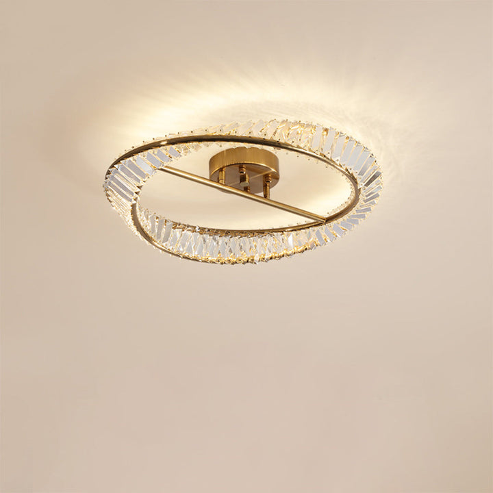 StrahlOpal: Lampada da soffitto LED in cristallo moderna rotonda in acciaio inox – elegante e decorativa per soggiorno e camera da letto