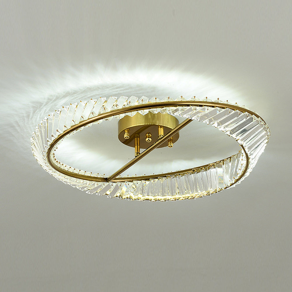 StrahlOpal: Lampada da soffitto LED in cristallo moderna rotonda in acciaio inox – elegante e decorativa per soggiorno e camera da letto