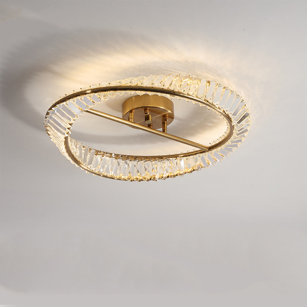 StrahlOpal: Lampada da soffitto LED in cristallo moderna rotonda in acciaio inox – elegante e decorativa per soggiorno e camera da letto