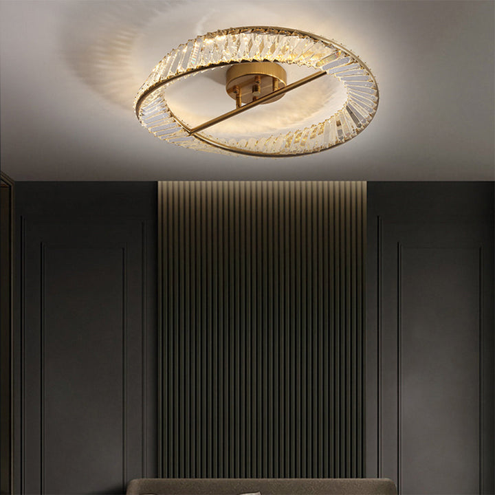 StrahlOpal: Lampada da soffitto LED in cristallo moderna rotonda in acciaio inox – elegante e decorativa per soggiorno e camera da letto