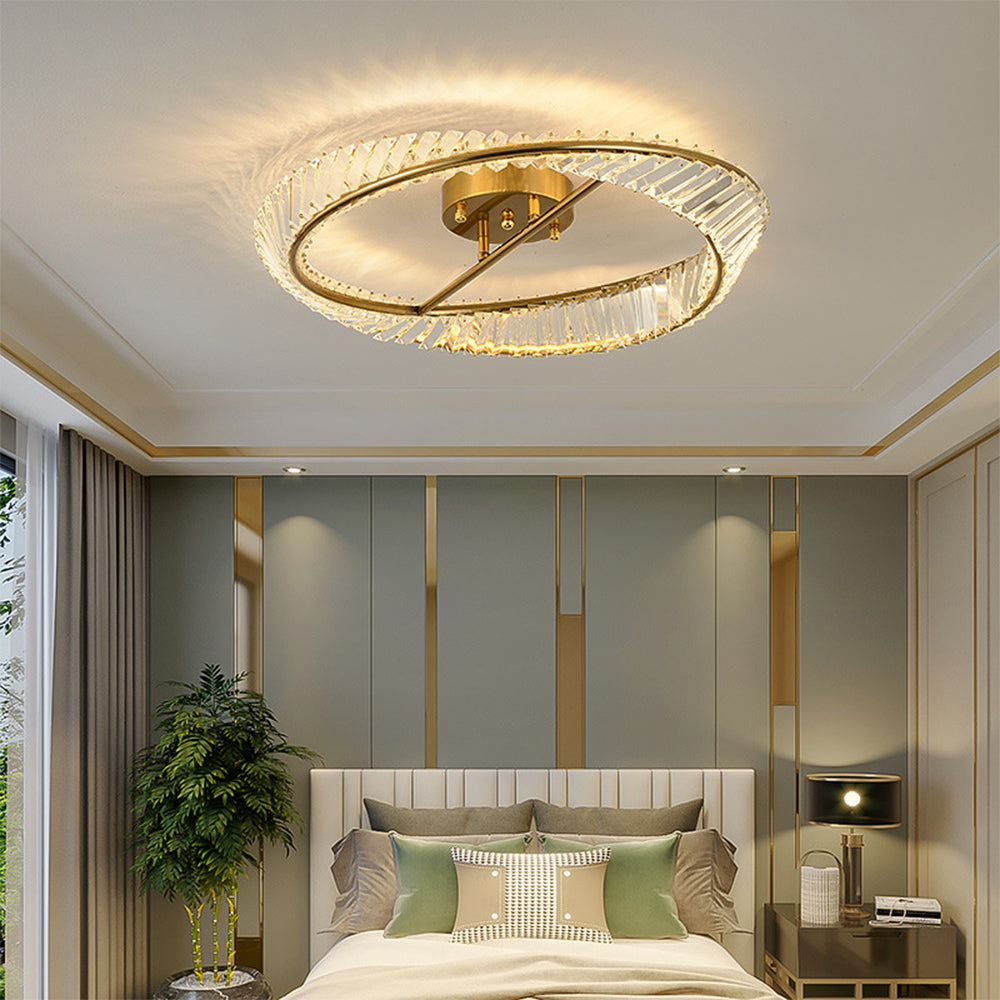 StrahlOpal: Lampada da soffitto LED in cristallo moderna rotonda in acciaio inox – elegante e decorativa per soggiorno e camera da letto