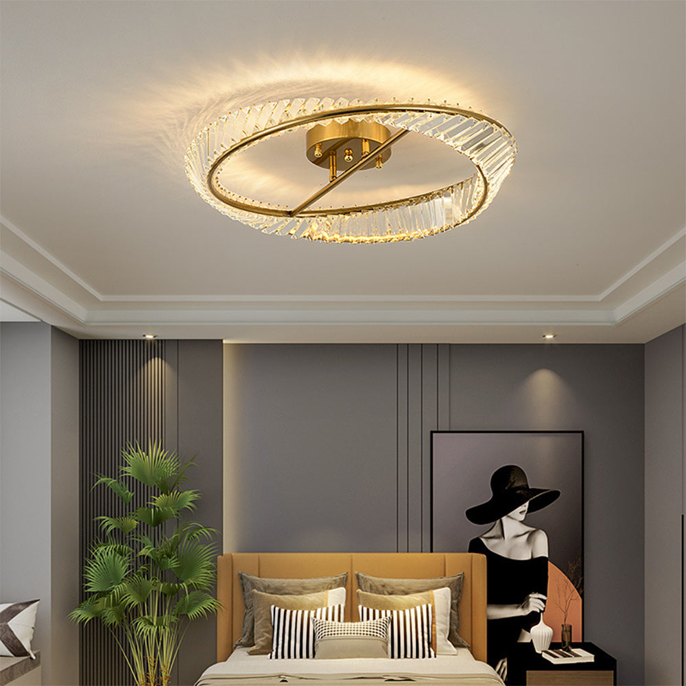 StrahlOpal: Lampada da soffitto LED in cristallo moderna rotonda in acciaio inox – elegante e decorativa per soggiorno e camera da letto