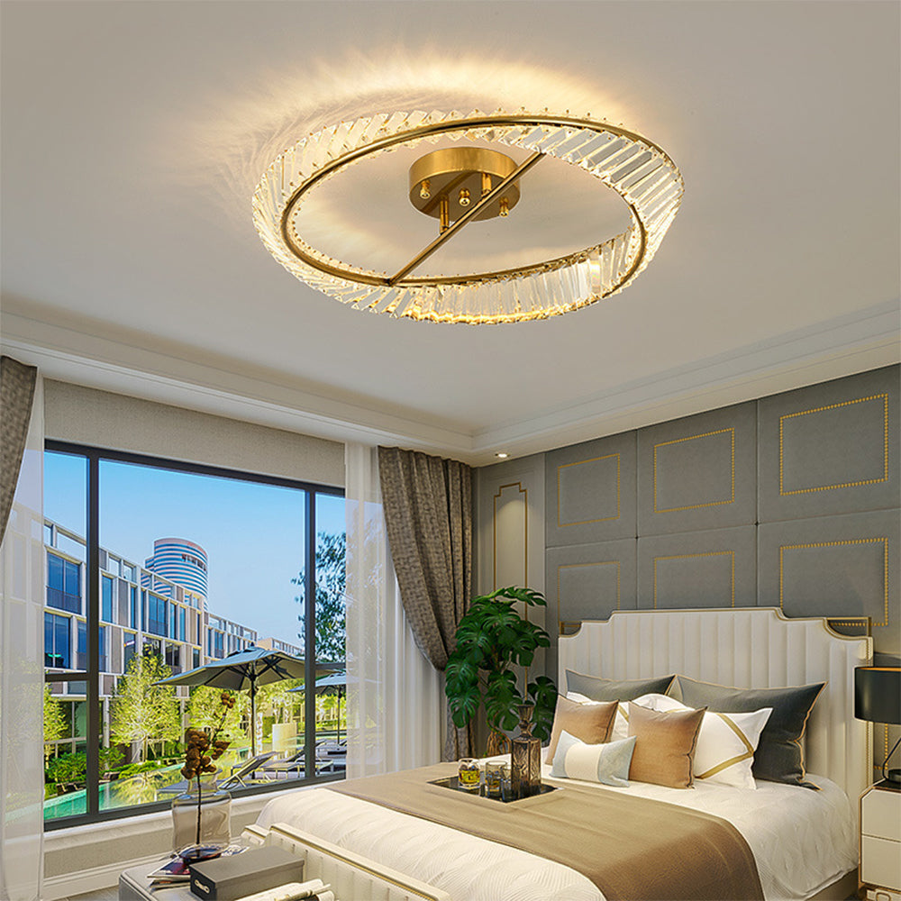 StrahlOpal: Lampada da soffitto LED in cristallo moderna rotonda in acciaio inox – elegante e decorativa per soggiorno e camera da letto