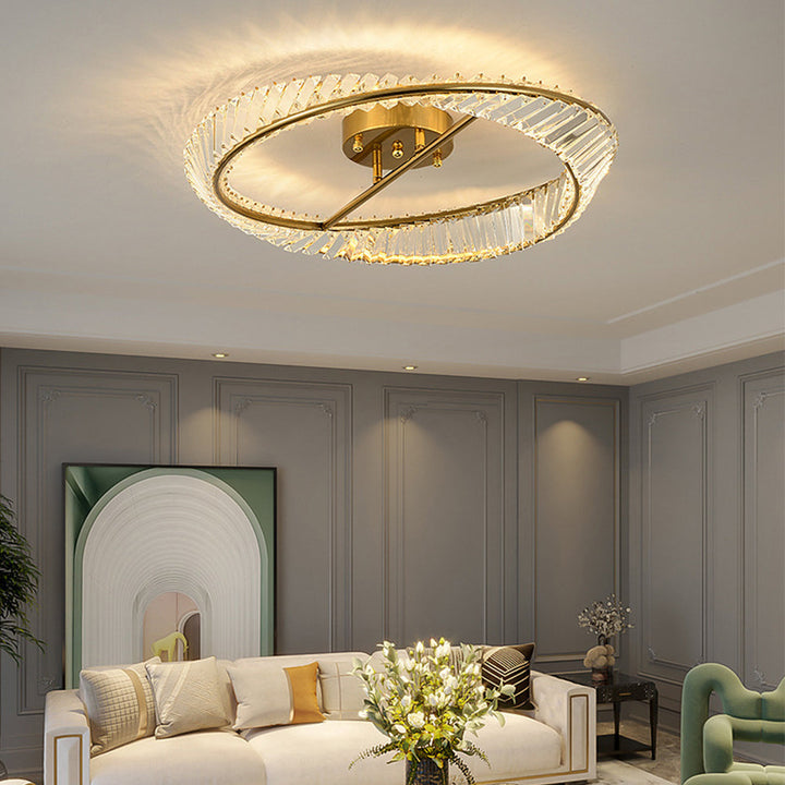 StrahlOpal: Lampada da soffitto LED in cristallo moderna rotonda in acciaio inox – elegante e decorativa per soggiorno e camera da letto