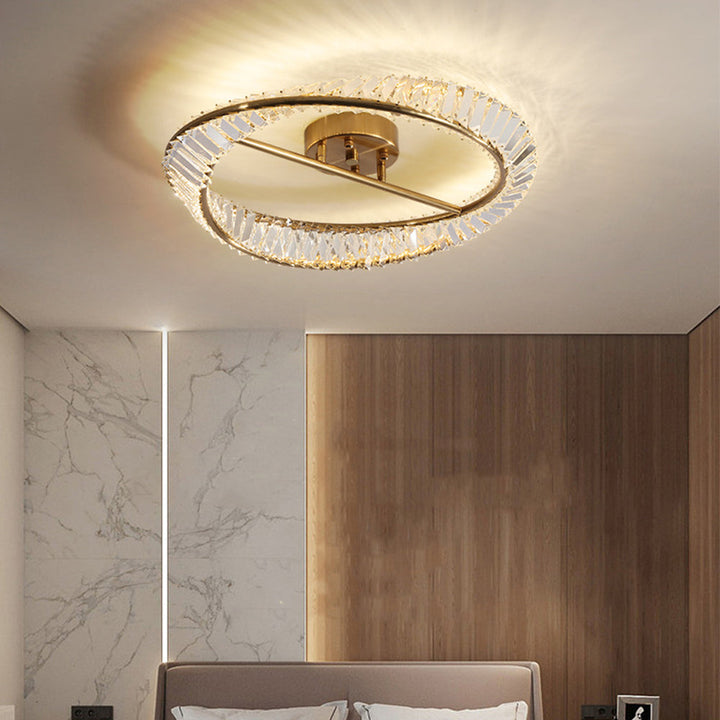 StrahlOpal: Lampada da soffitto LED in cristallo moderna rotonda in acciaio inox – elegante e decorativa per soggiorno e camera da letto