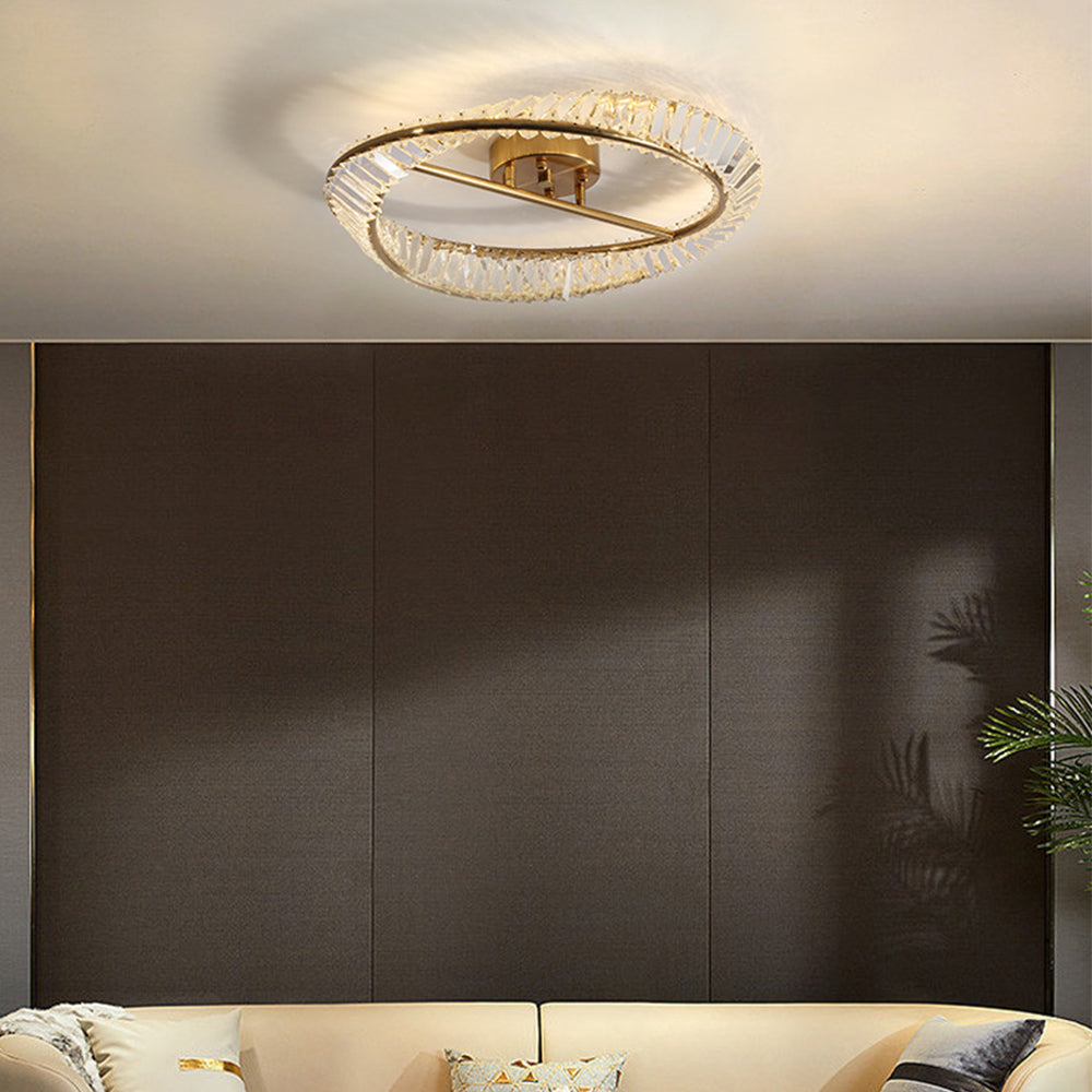 StrahlOpal: Lampada da soffitto LED in cristallo moderna rotonda in acciaio inox – elegante e decorativa per soggiorno e camera da letto