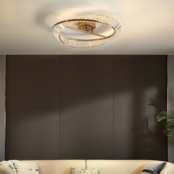 StrahlOpal: Lampada da soffitto LED in cristallo moderna rotonda in acciaio inox – elegante e decorativa per soggiorno e camera da letto