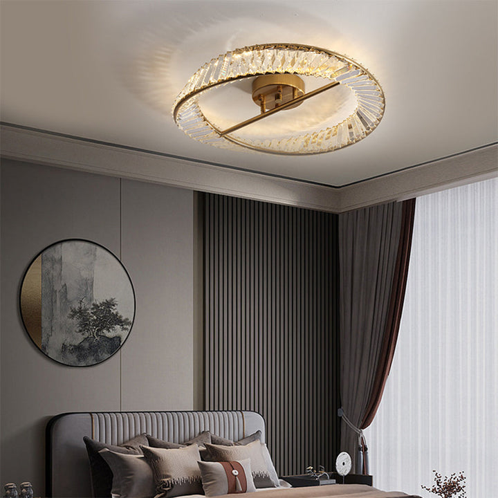 StrahlOpal: Lampada da soffitto LED in cristallo moderna rotonda in acciaio inox – elegante e decorativa per soggiorno e camera da letto