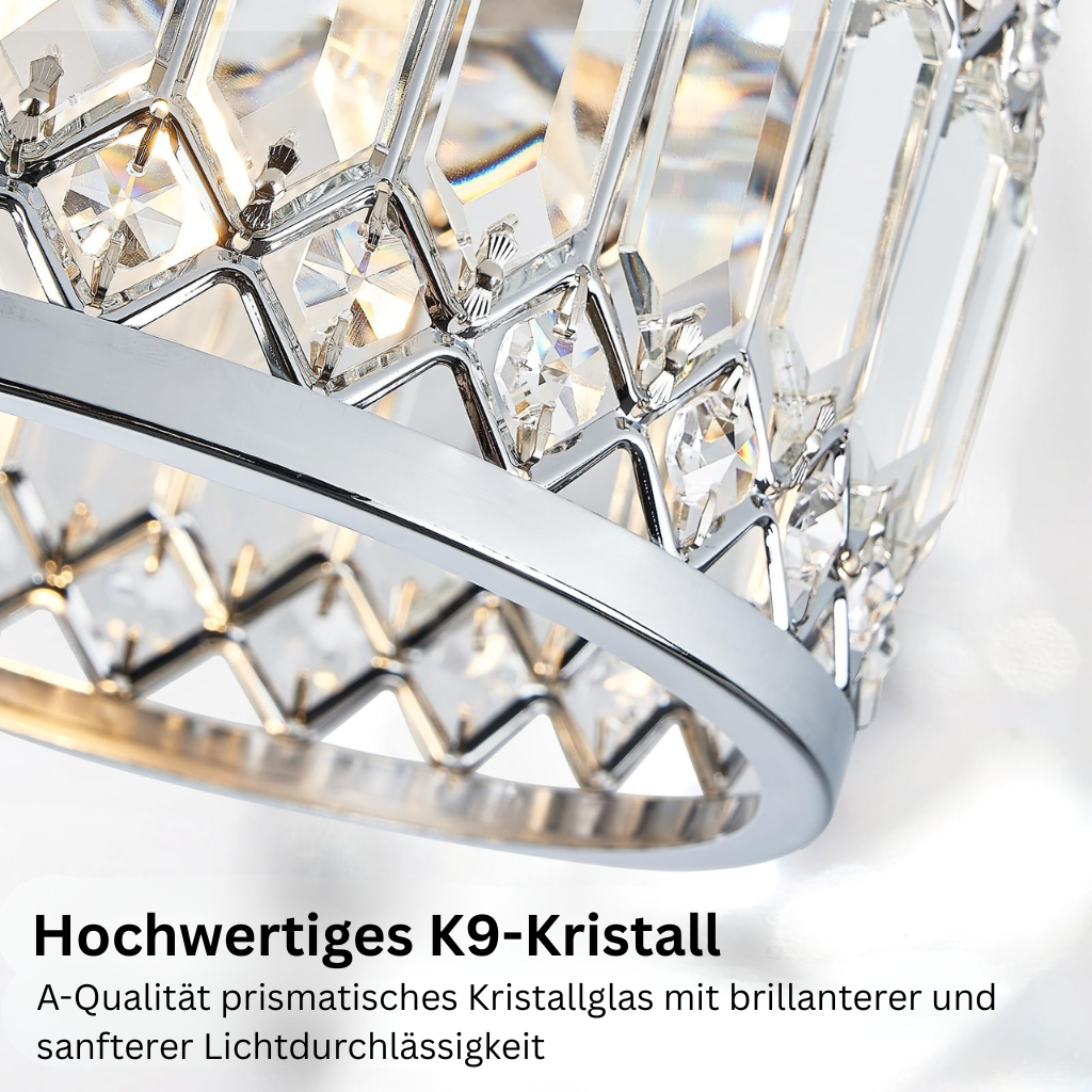 StrahlPrisma: Lampada da soffitto in cristallo di design moderna rotonda – decorativa e funzionale per soggiorno e sala da pranzo