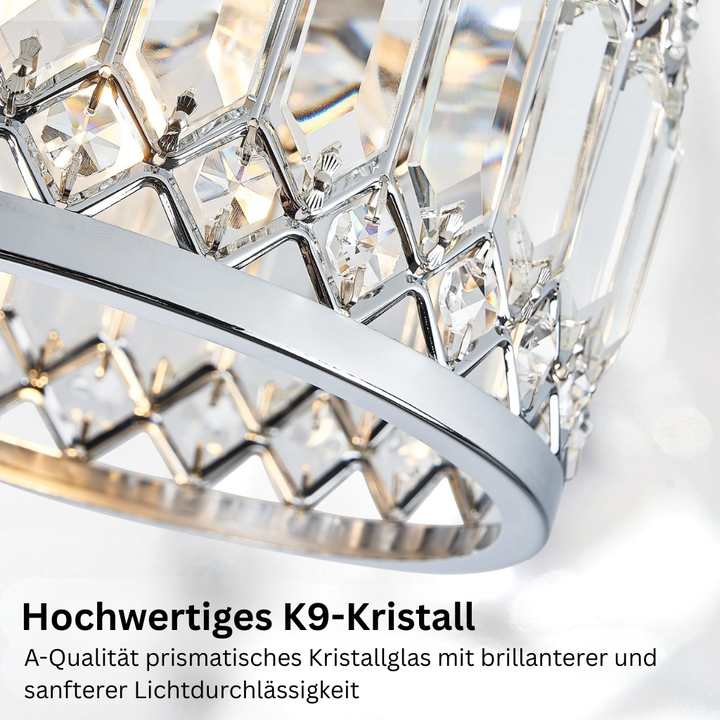 StrahlPrisma: Lampada da soffitto in cristallo di design moderna rotonda – decorativa e funzionale per soggiorno e sala da pranzo