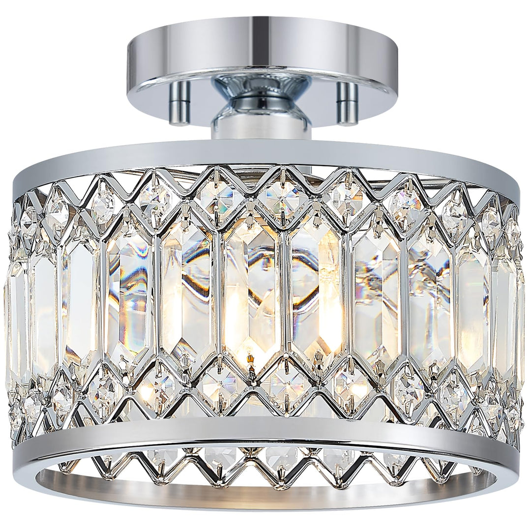 StrahlPrisma: Lampada da soffitto in cristallo di design moderna rotonda – decorativa e funzionale per soggiorno e sala da pranzo