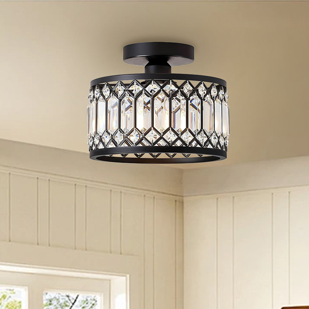 StrahlPrisma: Lampada da soffitto in cristallo di design moderna rotonda – decorativa e funzionale per soggiorno e sala da pranzo