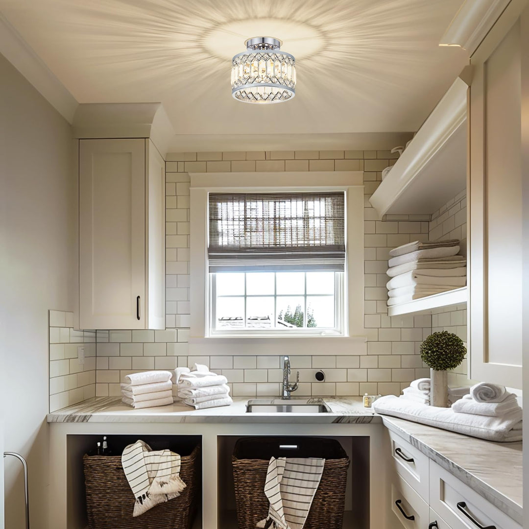 StrahlPrisma: Lampada da soffitto in cristallo di design moderna rotonda – decorativa e funzionale per soggiorno e sala da pranzo