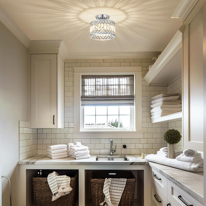 StrahlPrisma: Lampada da soffitto in cristallo di design moderna rotonda – decorativa e funzionale per soggiorno e sala da pranzo