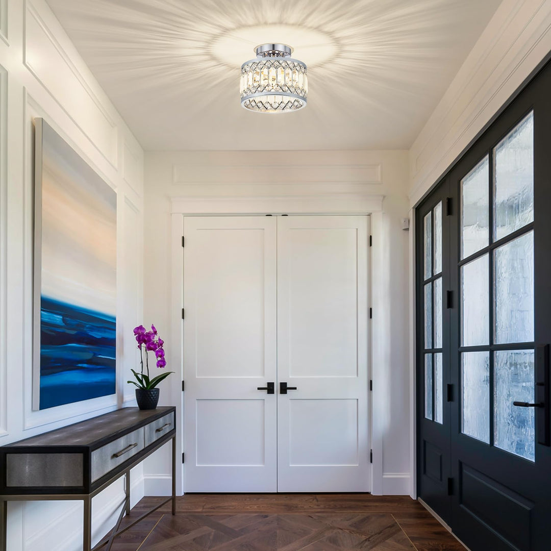 StrahlPrisma: Lampada da soffitto in cristallo di design moderna rotonda – decorativa e funzionale per soggiorno e sala da pranzo