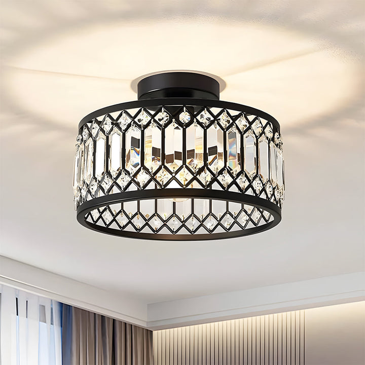 StrahlPrisma: Lampada da soffitto in cristallo di design moderna rotonda – decorativa e funzionale per soggiorno e sala da pranzo
