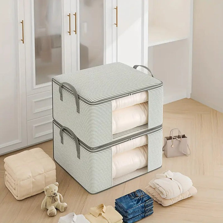 StreifenOrdnung: Borsa di stoccaggio pieghevole – traspirante, spaziosa e ideale per biancheria da letto e abbigliamento