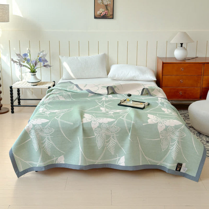 SylvaraLuft: Coperte in cotone con design a farfalla leggero, qualità in cotone a tre strati e leggerezza reversibile – per soggiorno e camera da letto