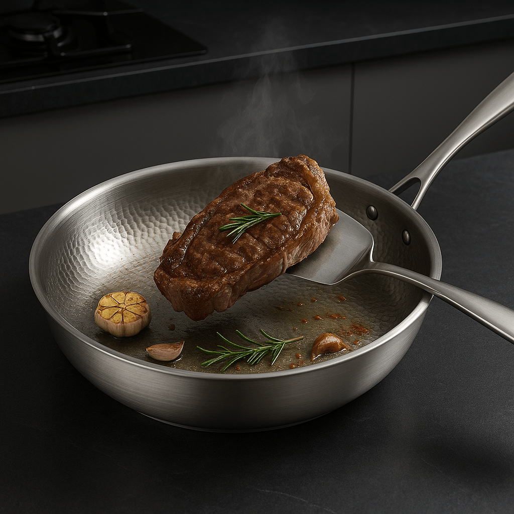 TITAN-PREMIUM PAN - Padella in titanio di alta qualità senza rivestimento per tutti i tipi di piano cottura