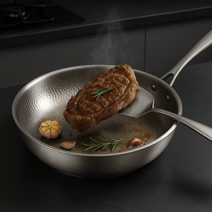 TITAN-PREMIUM PAN - Padella in titanio di alta qualità senza rivestimento per tutti i tipi di piano cottura