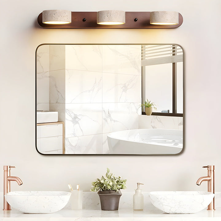 TerraLume: Applique LED in Travertino – Lampada da parete in pietra naturale per corridoio, bagno e camera da letto