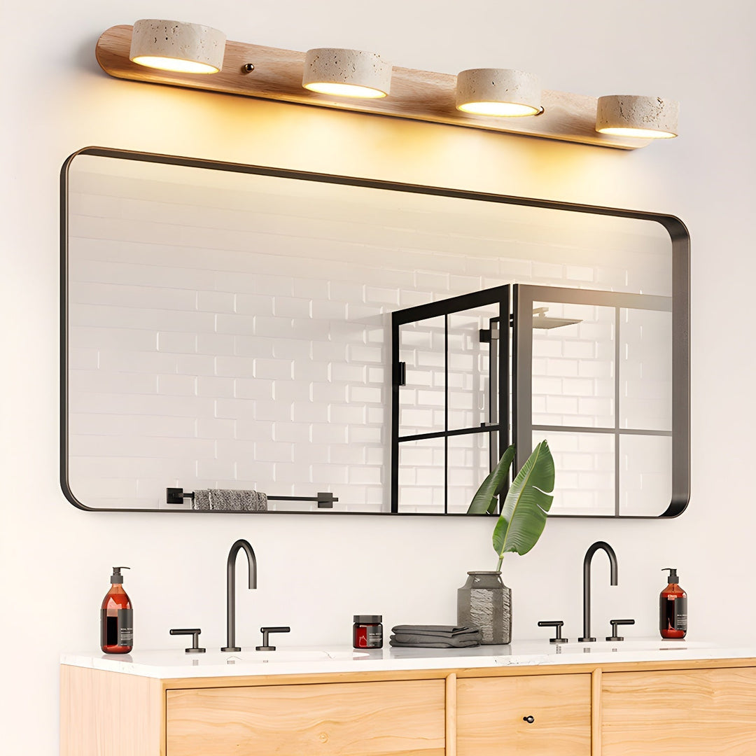 TerraLume: Applique LED in Travertino – Lampada da parete in pietra naturale per corridoio, bagno e camera da letto
