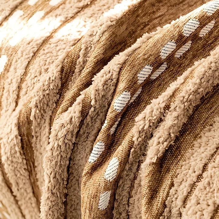 TerraStreifen: Copertura per divano in design a righe Boho in microfibra pelosa con comfort antiscivolo – per divano e daybed