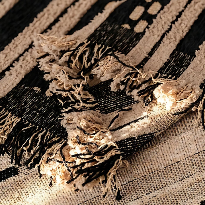TerraStreifen: Copertura per divano in design a righe Boho in microfibra pelosa con comfort antiscivolo – per divano e daybed