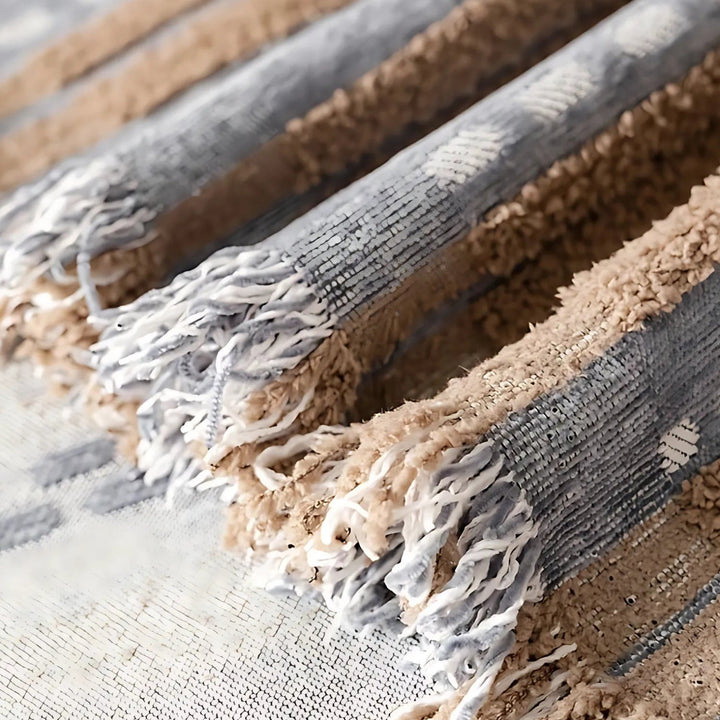 TerraStreifen: Copertura per divano in design a righe Boho in microfibra pelosa con comfort antiscivolo – per divano e daybed