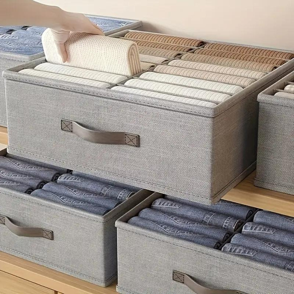TextilOrdnung: Scatola di Stoccaggio Grigia – decorativa, durevole e versatile per abbigliamento, biancheria e casa