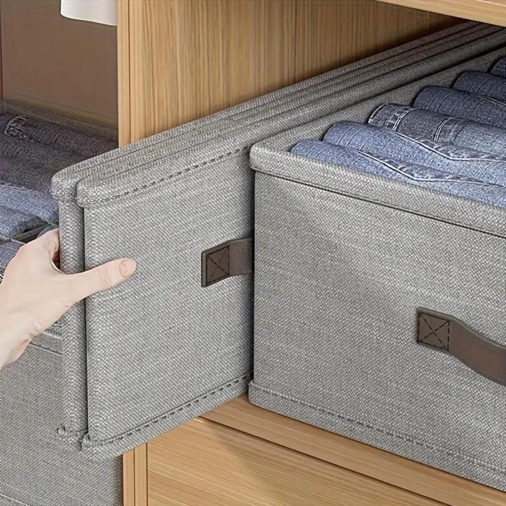 TextilOrdnung: Scatola di Stoccaggio Grigia – decorativa, durevole e versatile per abbigliamento, biancheria e casa