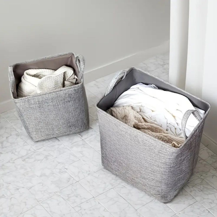TextilZauber: cesto della biancheria pieghevole in tessuto con manici – leggero, decorativo e pratico per camera da letto e bagno