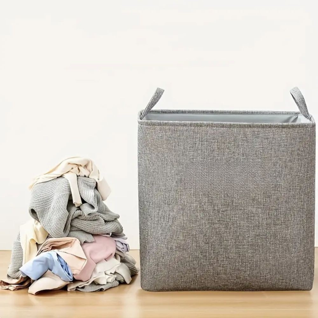 TextilZauber: cesto della biancheria pieghevole in tessuto con manici – leggero, decorativo e pratico per camera da letto e bagno