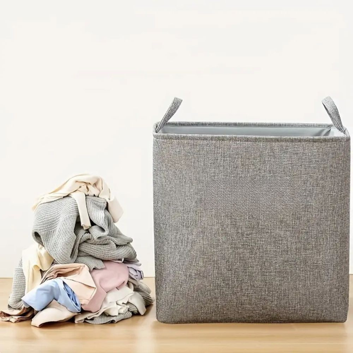 TextilZauber: cesto della biancheria pieghevole in tessuto con manici – leggero, decorativo e pratico per camera da letto e bagno